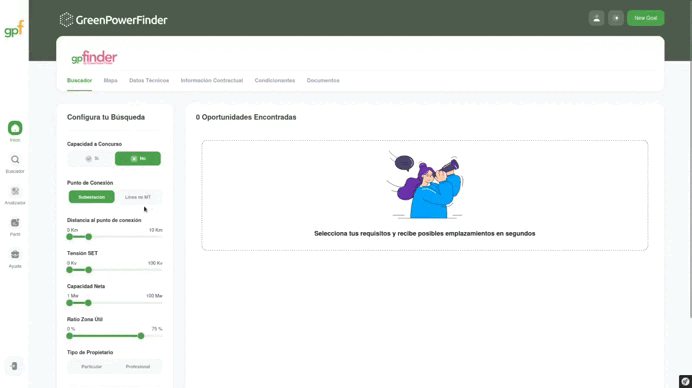 filtro parcelas gpfinder